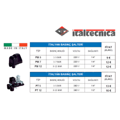 İtalyan Basınç Şalterleri – 220V ve 380V Seçenekli, Kompakt Kontrol - Detay Görsel