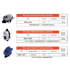 BRIO TOP Otomatik Basınç Kontrol Cihazı – 1–10 Bar Ayarlanabilir / 3 HP’ye Kadar