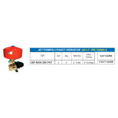 JSP INOX DİK PKT Jet Pompalı Paslanmaz Hidrofor – 1 HP / 24 LT Dikey Tanklı - Detay Görsel
