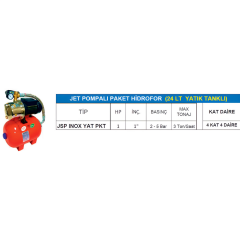 JSP INOX YAT PKT Jet Pompalı Paslanmaz Hidrofor – 1 HP / 24 LT Yatay Tanklı - Detay Görsel