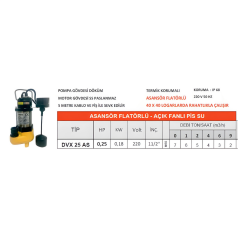 DVX 25 AS – Asansör Flatörlü Pis Su Pompası (0.25 HP / 220V) - Detay Görsel