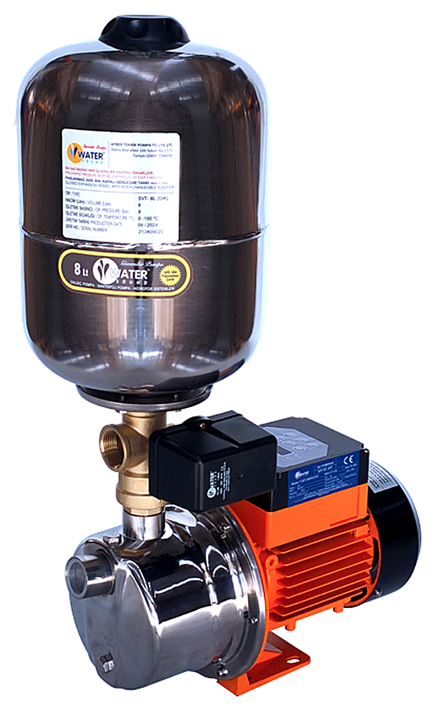 WATER SOUND 8 LT SS304 PASLANMAZ TANKLI 12V/24V DC JET HİDROFORLAR