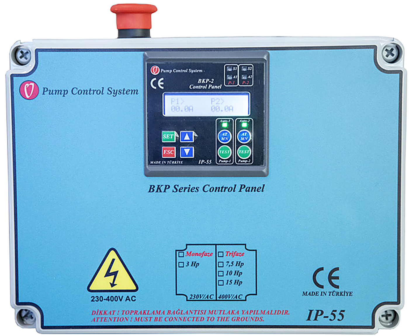 WATER SOUND KONTAKTÖRLÜ İKİ POMPALI LCD EKRANLI HİDROFOR ve DRENAJ KONTROL PANOLARI