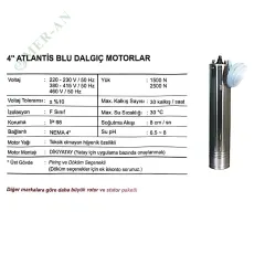 4'' Atlantis Blu Dalgıç Motorları - | 1 HP– 7,5 HP