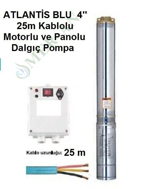 Atlantis Blu 4SDM Serisi 4'' Dalgıç Pompa - 10m Kablolu, Motorlu ve Panolu | 1.5 - 2 HP