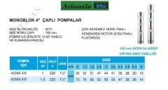Atlantis Blu 4SNM Serisi Monoblok 4'' Dalgıç Pompa - Dipten Emiş Özellikli